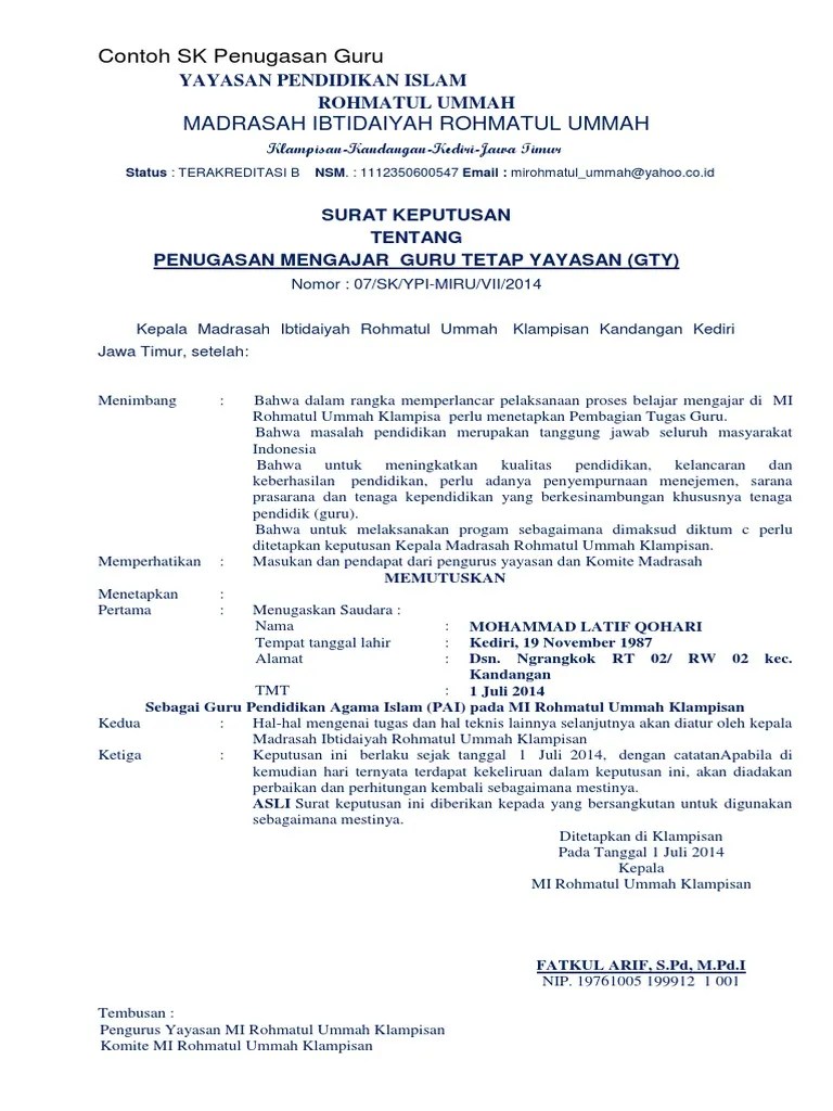 Contoh Sk Surat Tugas Panitia Pengangkatan Guru Ptt Melihat Sk Penugasan Contoh sk penugasan guru dari yayasan sobat guru.