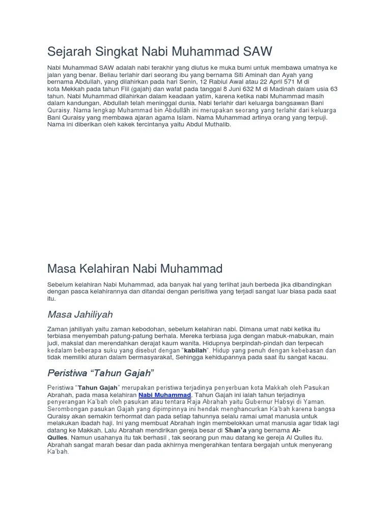 Sejarah Nabi Saw | PDF