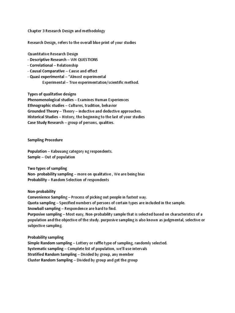 Chapter 3 Research Design And Methodology | PDF | Research Design ...