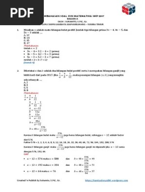 Soal olimpiade matematika smp 2021, pembahasan sol osn matematika smp 2021 . Pembahasan Soal Osn Matematika Smp 2017 Pdf