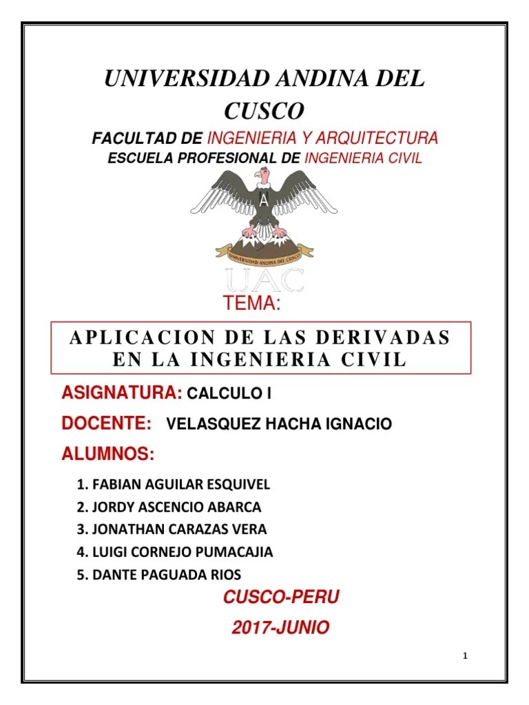Aplicacion De Las Derivadas A La Ingenieria Civil - Semestre III | PDF | Derivado | Ecuaciones
