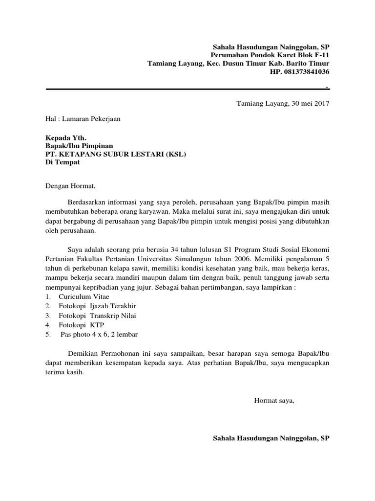 Surat lamaran kerja bumn ilmusosial id : Surat Lamaran Pekerjaan Pdf