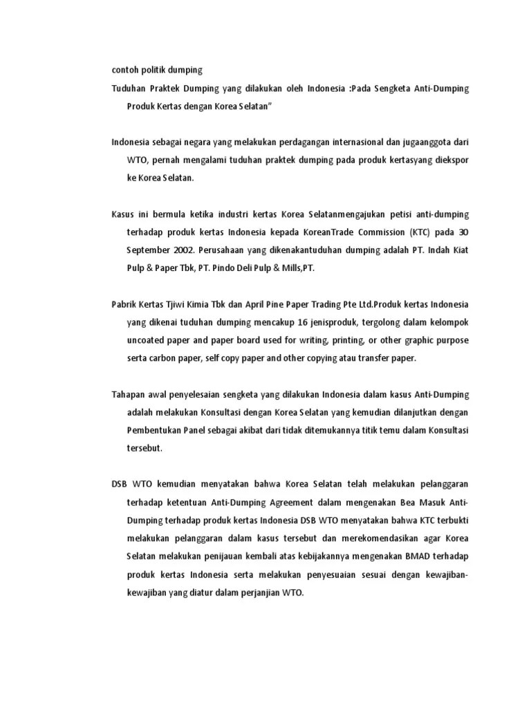 Contoh Politik Dumping | PDF