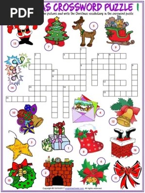 christmas vocabulary esl crossword puzzle worksheets for kids pdf summer holidays christmas