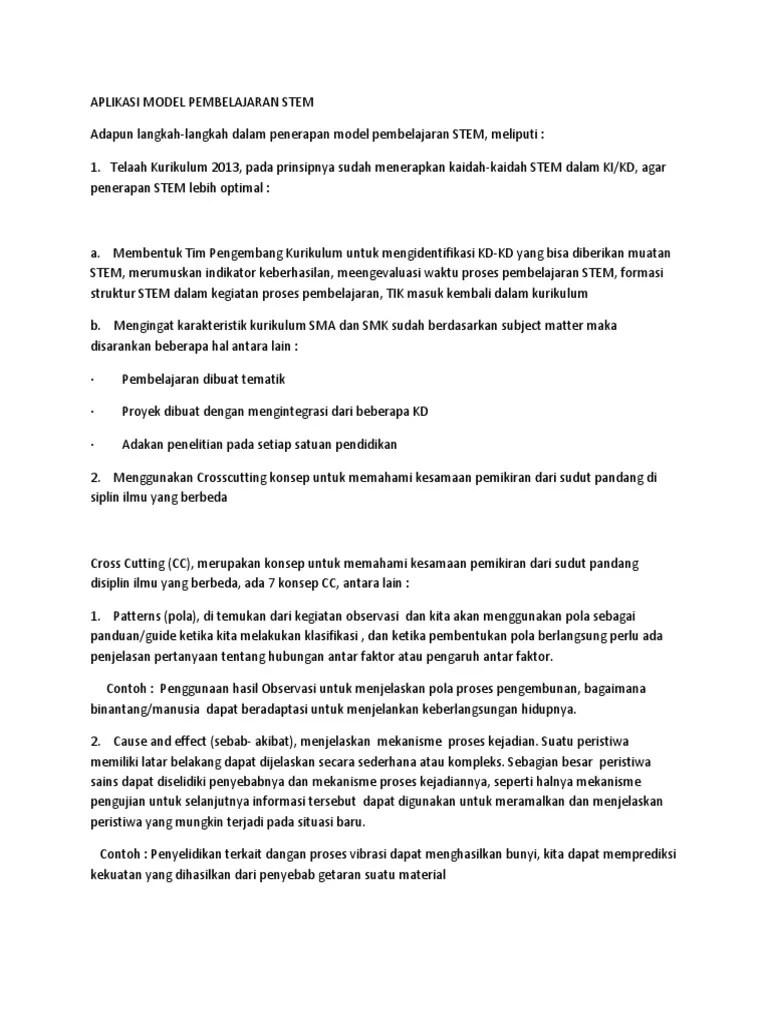 Aplikasi Model Pembelajaran Stem | PDF