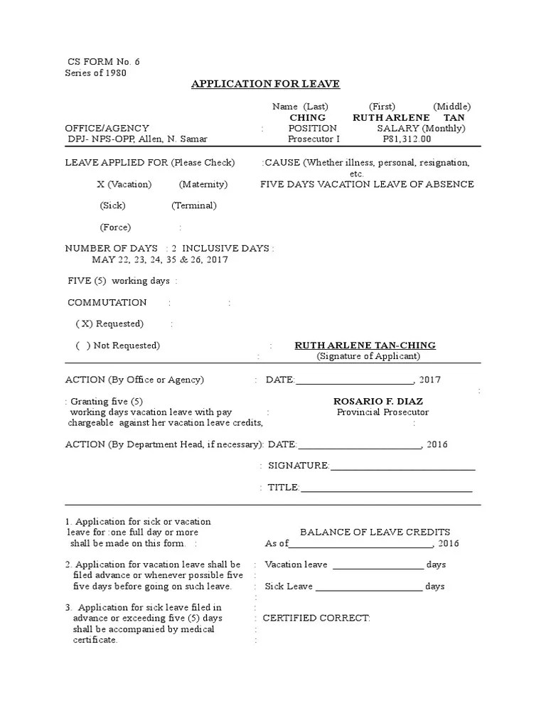 Application For Leave | PDF