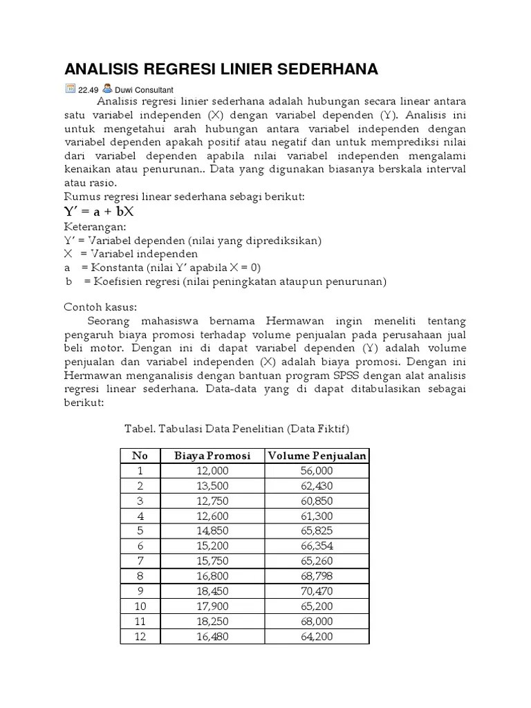 Selengkapnya mengenai contoh persoalan regresi linear berganda bisa disimak pada uraian berikut. Contoh Soal Regresi Linear Sederhana Beserta Jawabannya