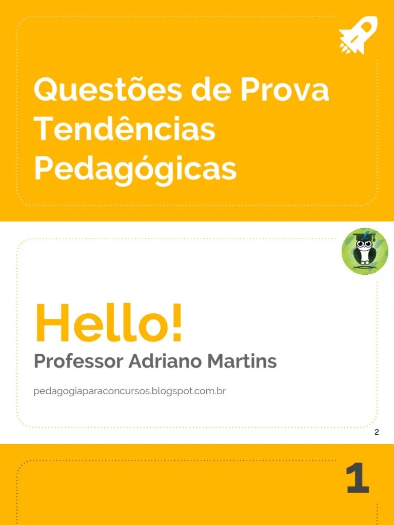Tendências Pedagógicas - Questões De Provas - Blog Pedagogia Para Concursos | PDF
