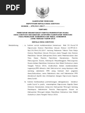 Penyusunan rencana kerja (renja) balai perhutanan sosial dan kemitraan. Contoh 1 Sk Sekretariat Pps 2018 Pdf