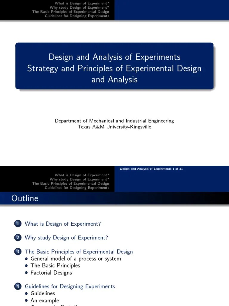 Lecture 1 - Design And Analysis Of Experiments | PDF | Experiment ...