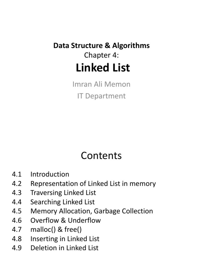 Linked List: Data Structure & Algorithms | Download Free PDF | Areas Of ...