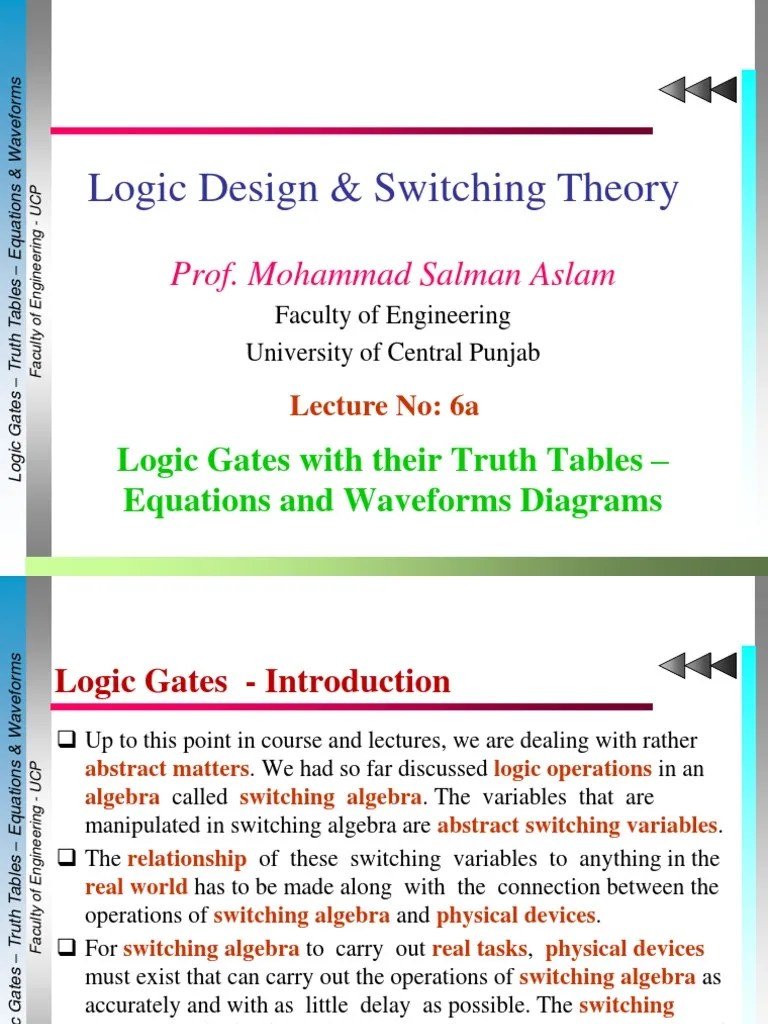 Lec 6a Logic Gates Truth Tables And Timing Diagrams PDF | PDF | Logic ...