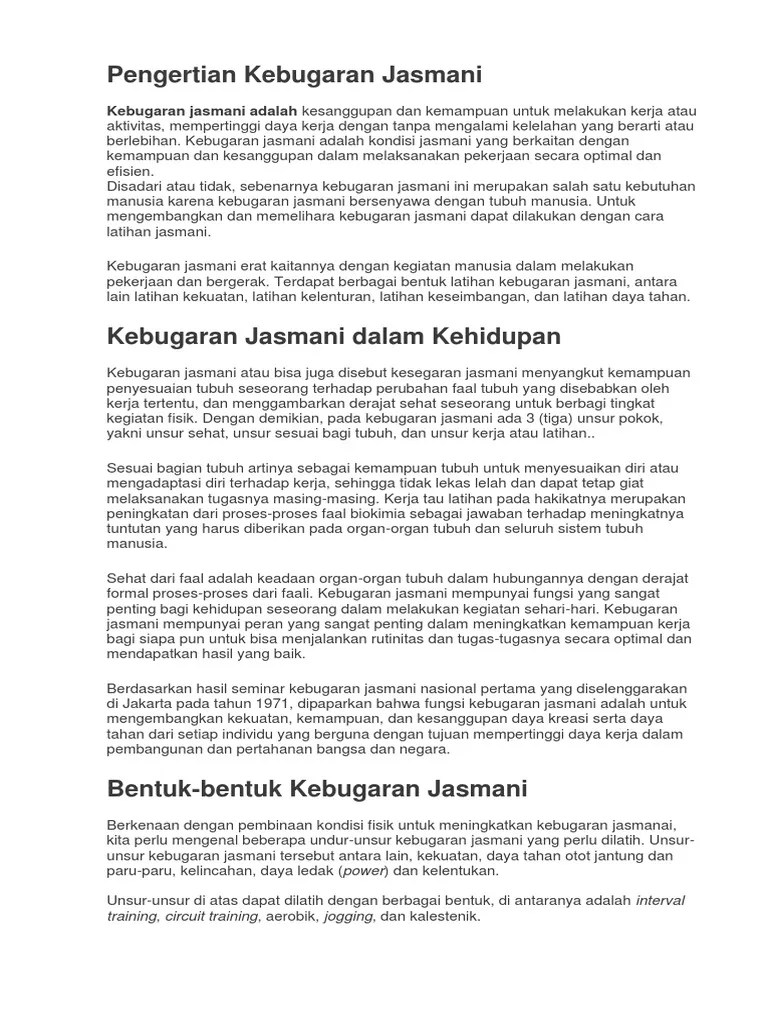 Apa Yang Disebut Dengan Kebugaran Jasmani - Coba Sebutkan