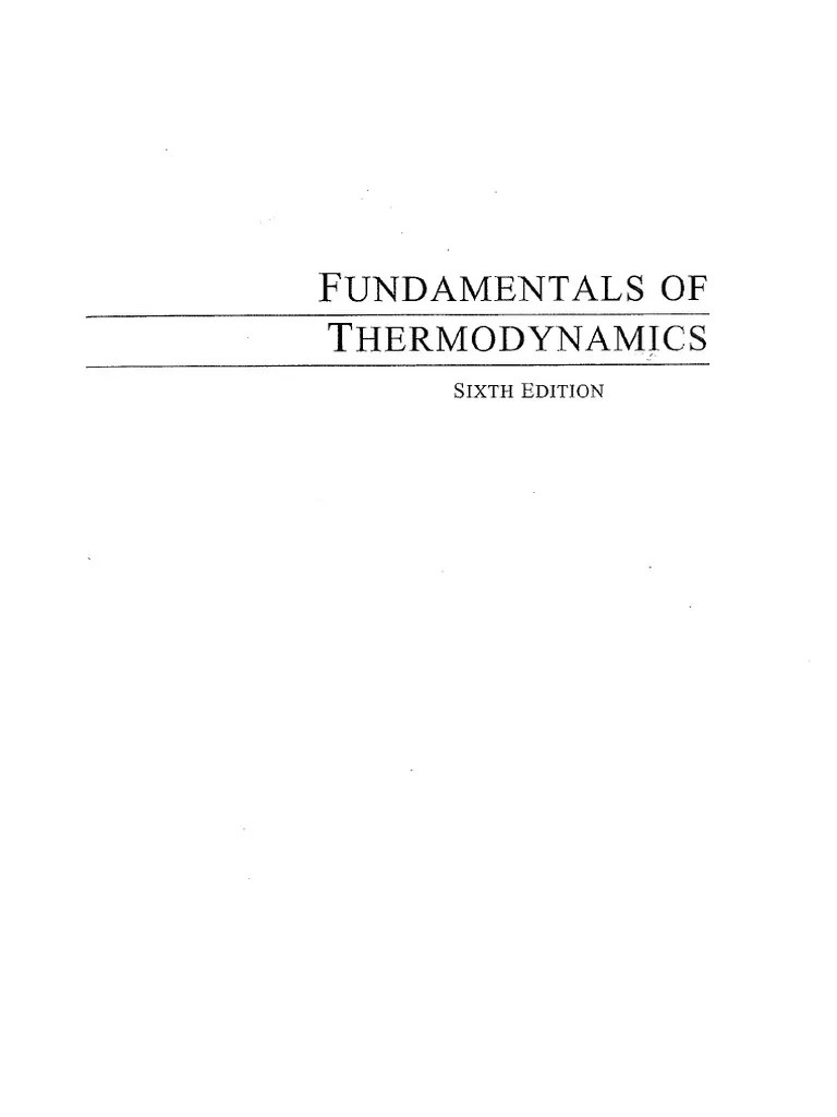 Fundamentals Of Thermodynamics | PDF