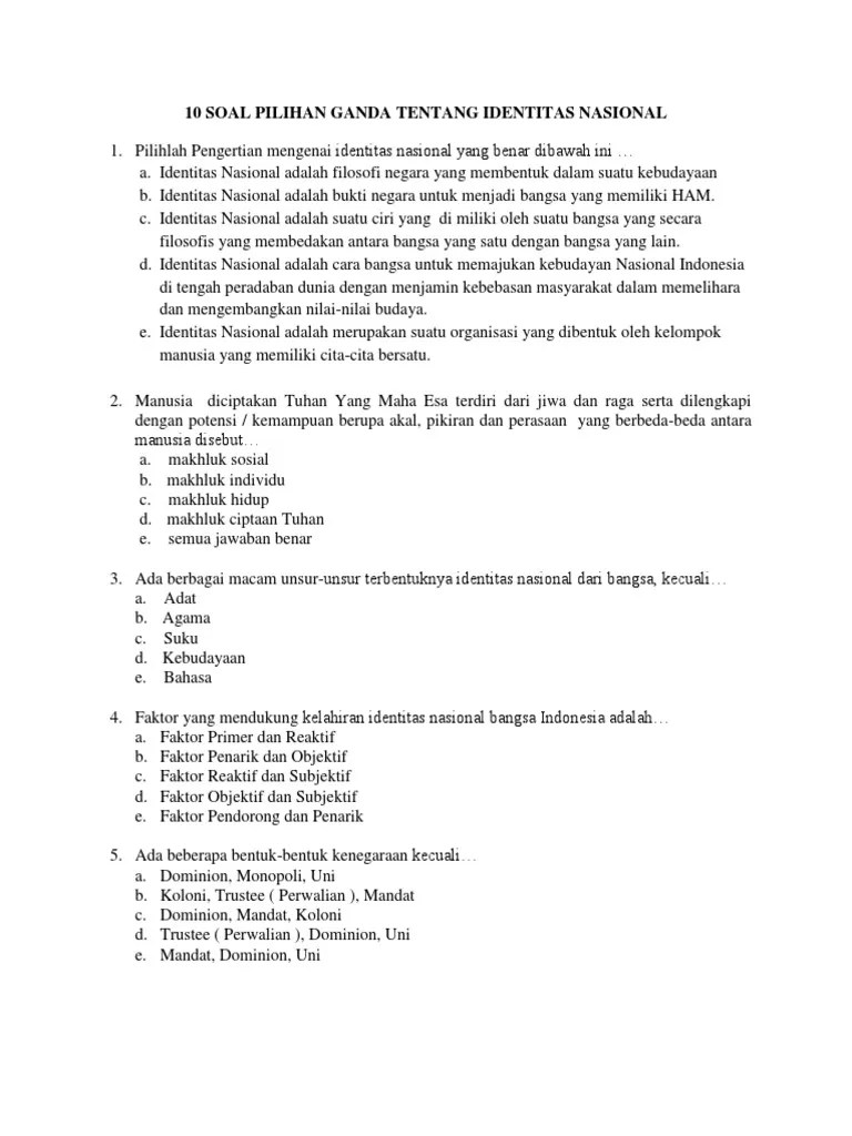 Contoh soal pilihan ganda ppkn kelas 10 bab 7 wawasan nusantara dalam konteks negara kesatuan republik indonesia lengkap dengan jawabannya. Soal Pilihan Ganda Tentang Wawasan Nusantara Kelas X Semester 2 Beinyu Com