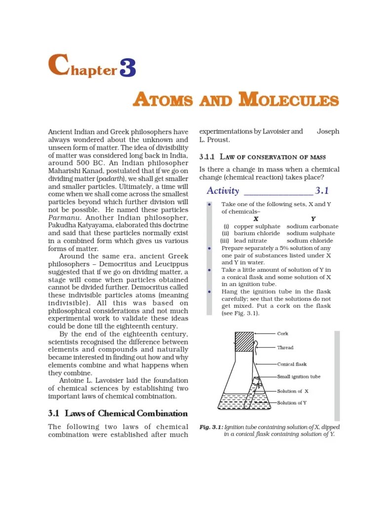 CHAP 3-Atoms And Molecules | PDF | Business