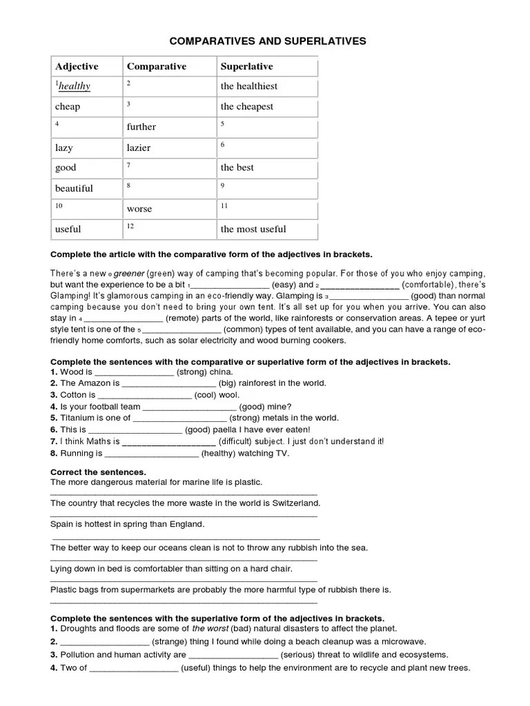 Comparatives and Superlatives | PDF | Recycling | Natural Environment