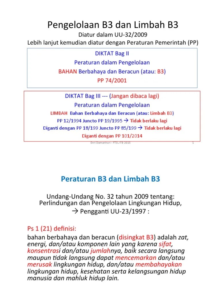 Pengelolaan B3 Dan Limbah B3 | PDF