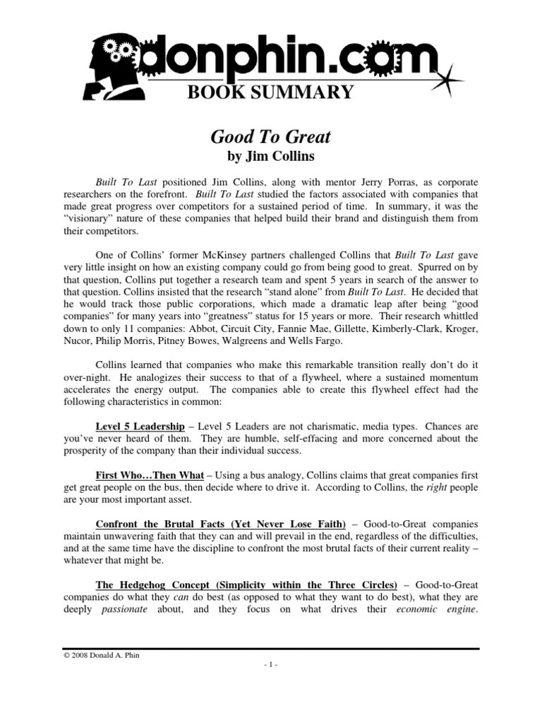 Good To Great Jim Collins | PDF | Leadership | Employment