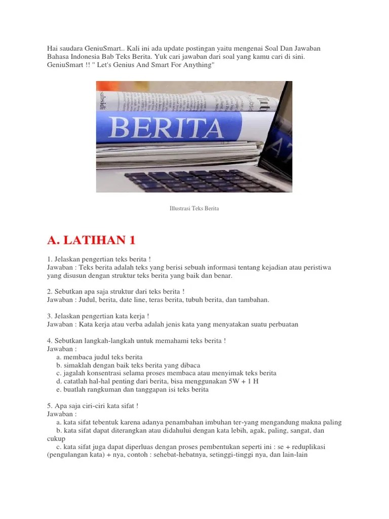 Siapa penerbit yang menerbitkan buku itu, kapan dan di mana diterbitkan, tebal. Top Soal Dan Jawaban Teks Berita