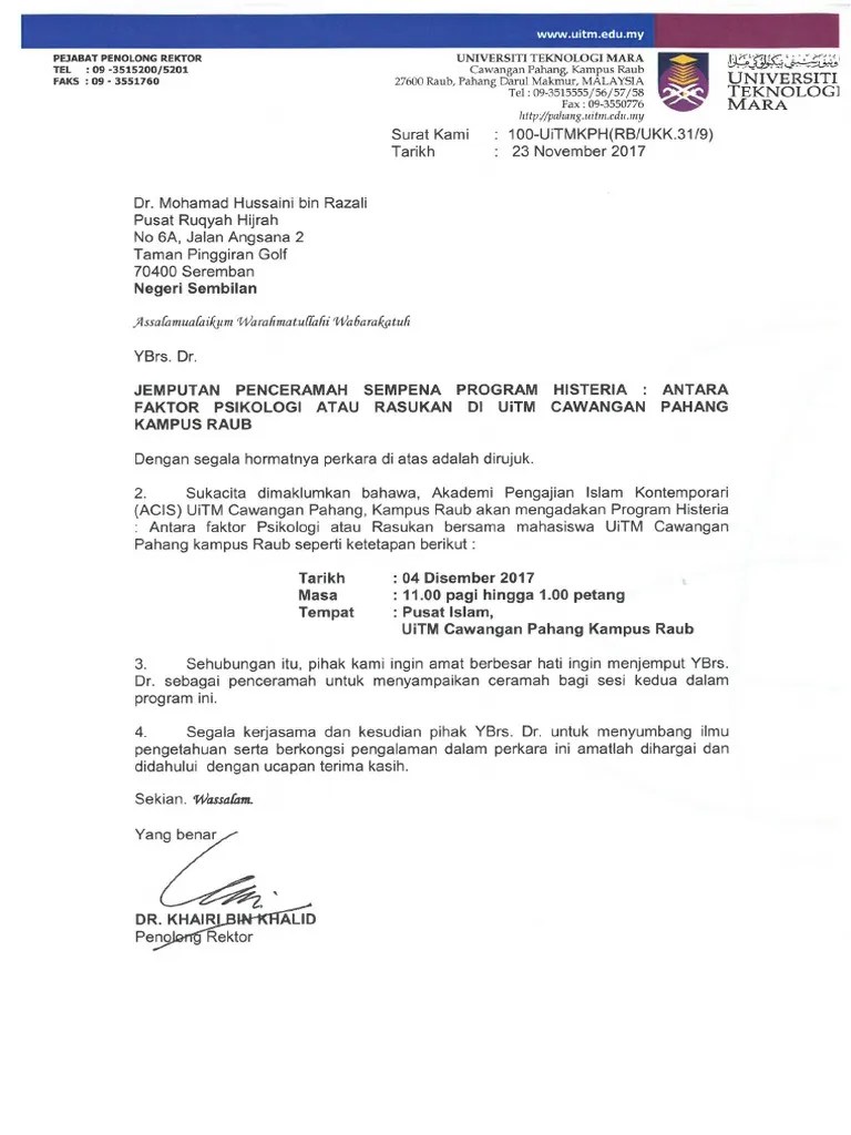 Sekolah kebangsaan bukit rahmat kampung bukit rahmat, 84700, gersik, tangkak, tel : Surat Jemputan Dr Husaini Pdf