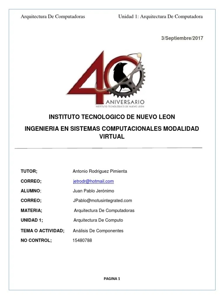 Practica 1 - Unidad 1 Arquitectura De Computadoras | PDF | Unidad ...