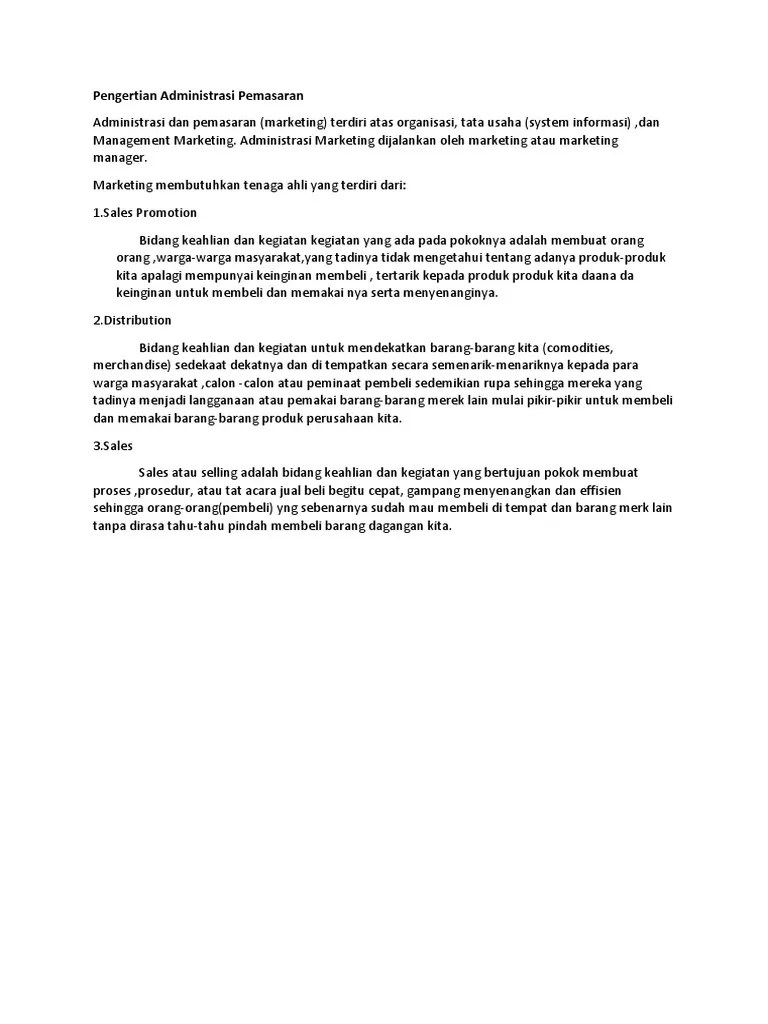 Pengertian Administrasi Pemasaran | PDF