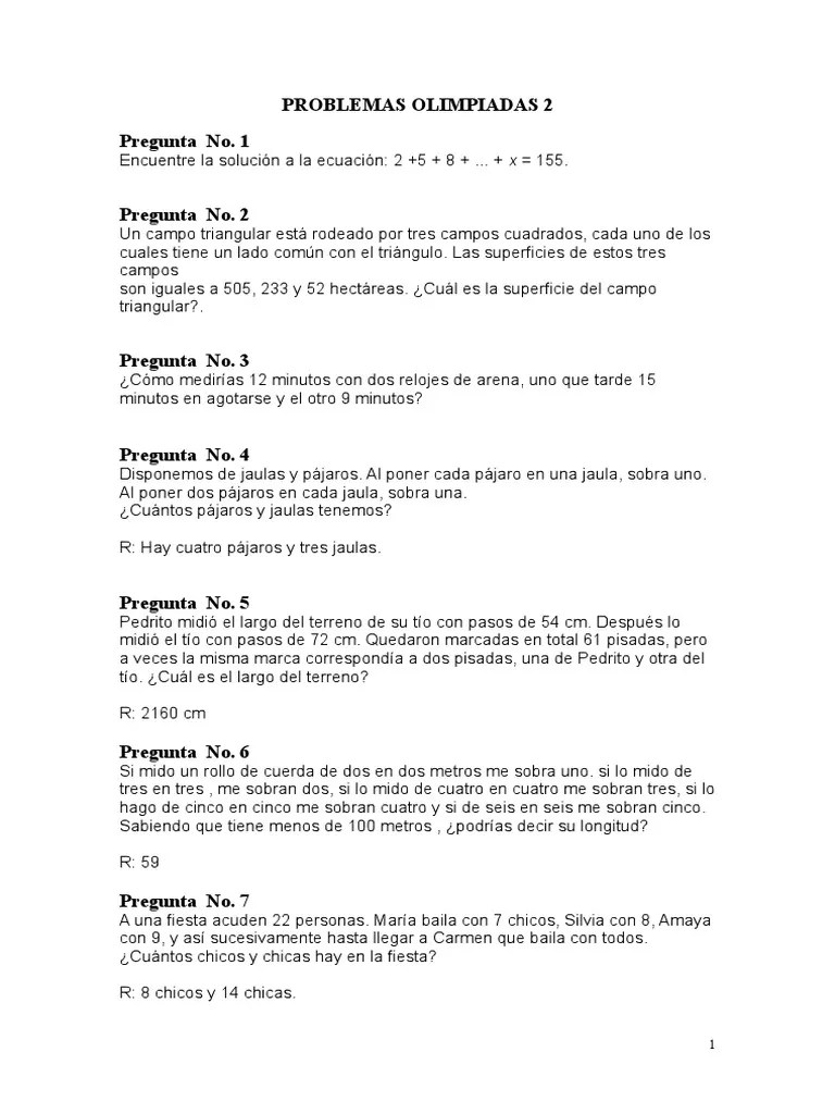 Olimpiadas Matemáticas Ejercicios Seleccionados Resueltos 2 | PDF ...