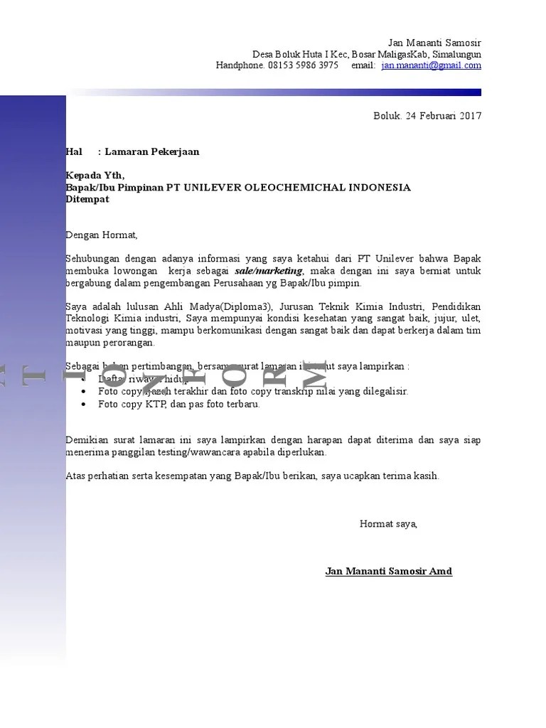 Contoh Surat Lamaran Kerja Lulusan Sma Kerja Surat Belajar 