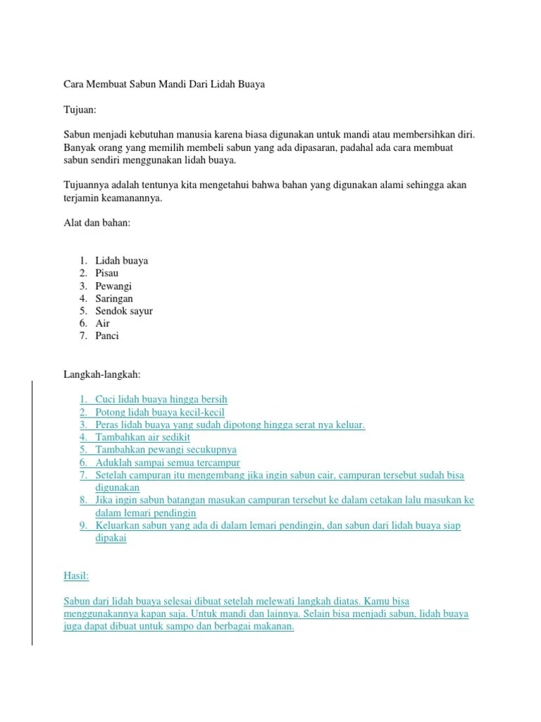 Soal Tuliskan Ciri Ciri Kebahasaan Teks Percobaan Membuat Sabun Mandi Beserta Bukti Teks Plissss Brainly Co Id Laporan Hasil Percobaan Membuat Sabun Mandi Praktis.