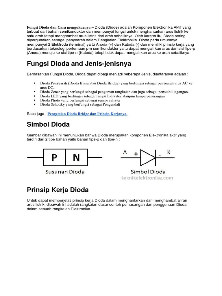 Fungsi Dioda Dan Cara Mengukurnya