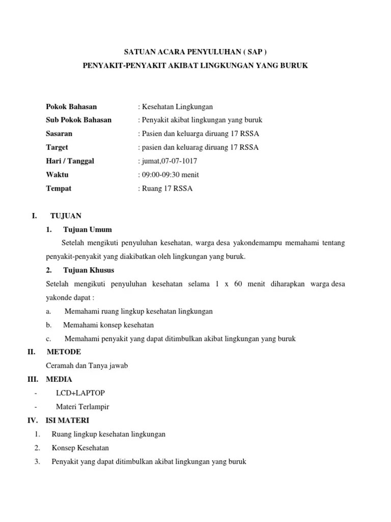 Satuan Acara Penyuluhan Kesling r.17 | PDF