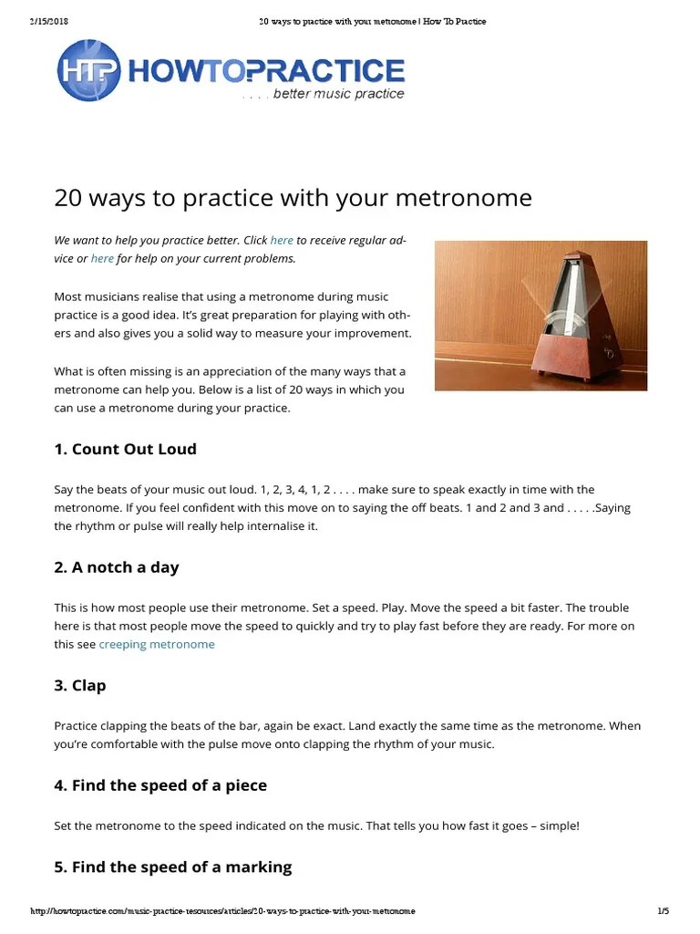 20 Ways To Practice With Your Metronome - How To Practice | PDF | Tempo | Rhythm