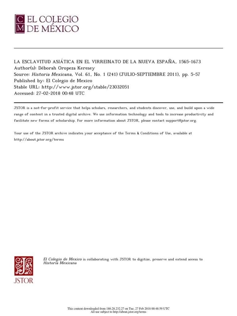 La Esclavitud Asiática En El Virreinato De La Nueva España PDF | PDF | Nueva España | Esclavitud