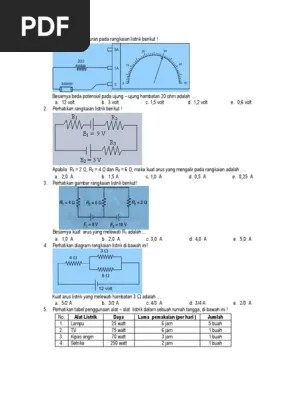 Sebuah hambatan sebesar 20 ohm dialiri arus listrik sebesar 0,25 ampere. Soal Mid Kelas Xi Ips Semester 2 Pdf