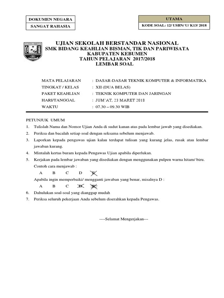 Download soal ujian sd ipa 2017. Kop Soal Usbn 2017 2018 Pdf