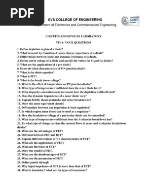 Electronic Devices Viva Questions Transistor Bipolar
