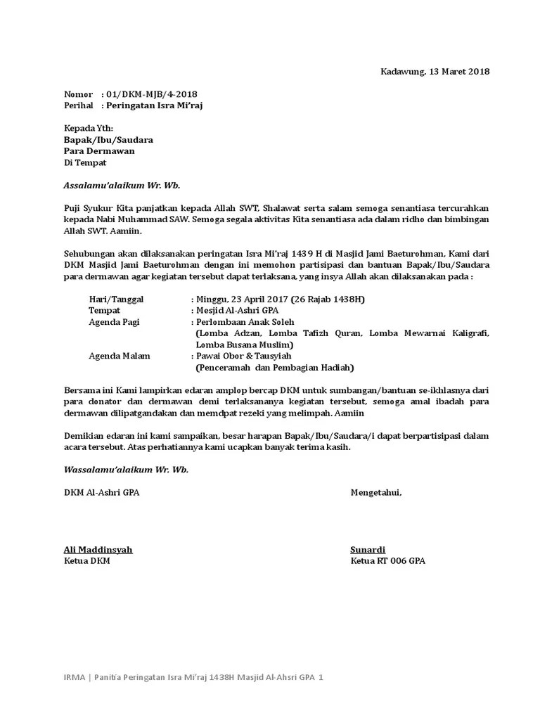 Contoh Proposal Kegiatan Isra Mi&rsquo;Raj Di Sekolah – Tulisan