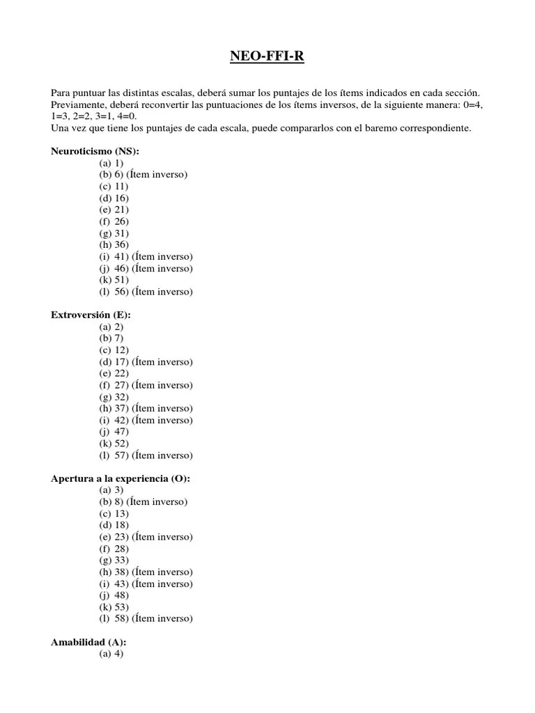 Corrección NEO FFI R | PDF