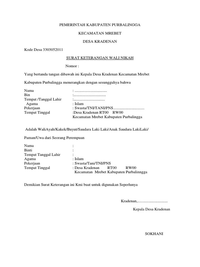 · identitas suami dan istri. Contoh Surat Izin Nikah Dari Kelurahan Delinewstv
