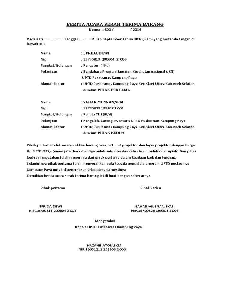 Dengan adanya surat ini juga bisa sebagai bentuk pertanggungjawaban dari penjual, sehingga jika ada . Contoh Surat Serah Terima Dokumen Doc