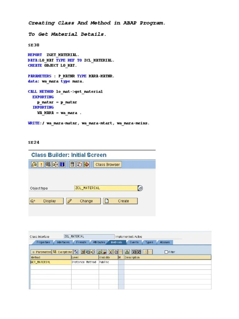 Creting A Class, Method OOABAP | PDF