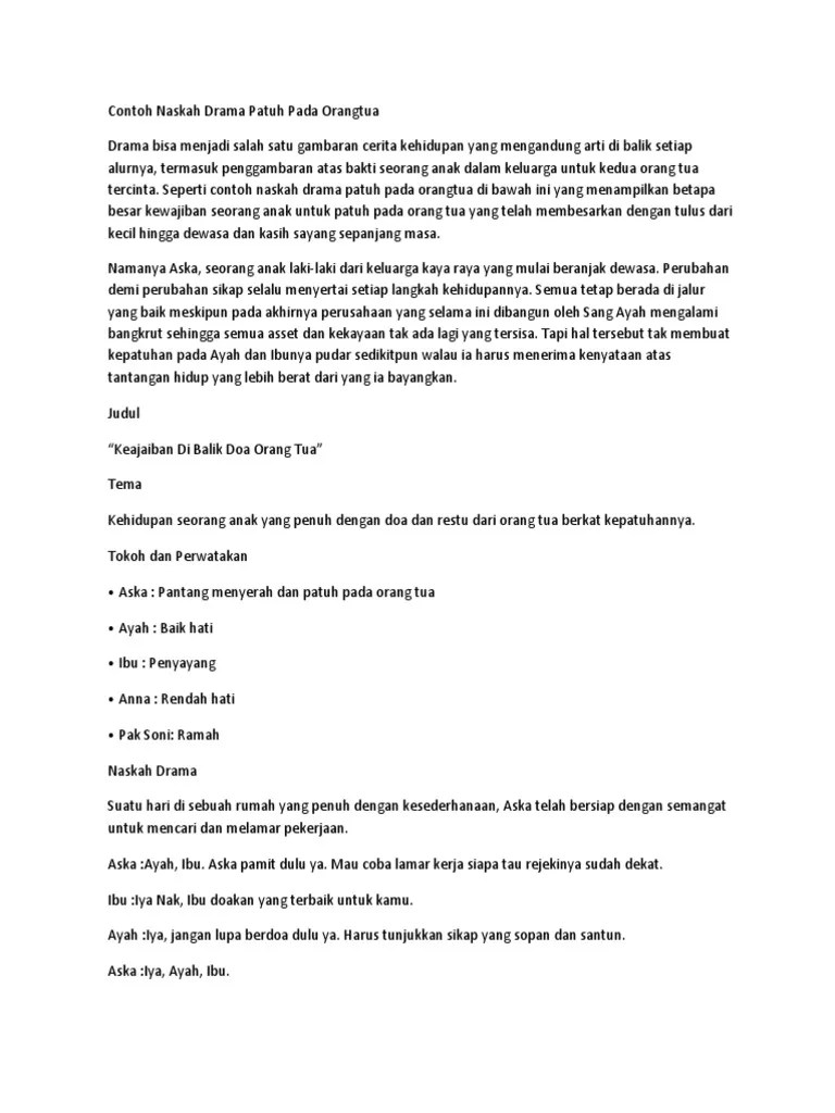 Contoh Naskah Drama Patuh Pada Orangtua | PDF