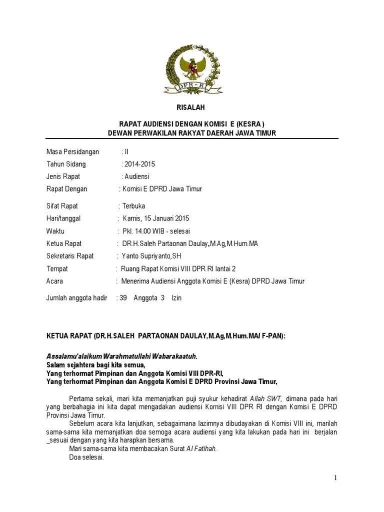 16 contoh surat permintaan audiensi. K8 Audiensi Komisi Viii Dpr Ri Dengan Komisi E Anggota Dprd Jawa Timur 1423810187 Pdf Pdf