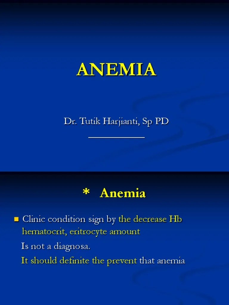 Anemia: Dr. Tutik Harjianti, SP PD | PDF | Anemia | Vitamin B12