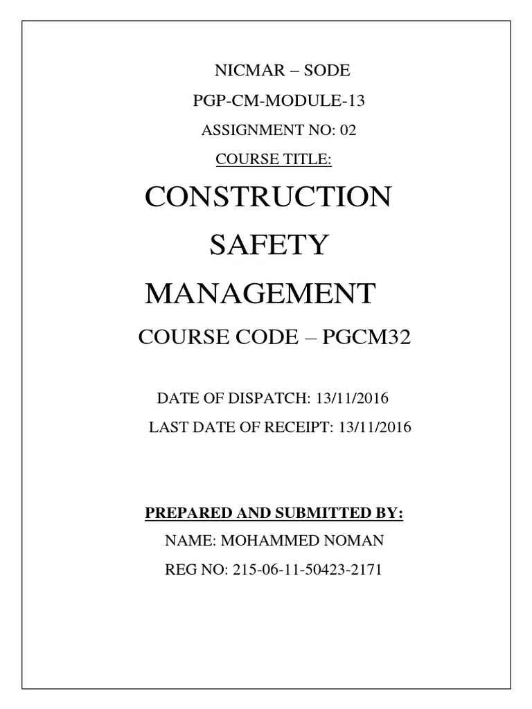 Construction Safety Management | PDF | Safety | Occupational Safety And ...