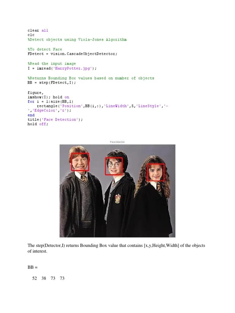 Tect Objects Using Viola-Jones Algorithm %to Detect Face: Clear CLC | PDF