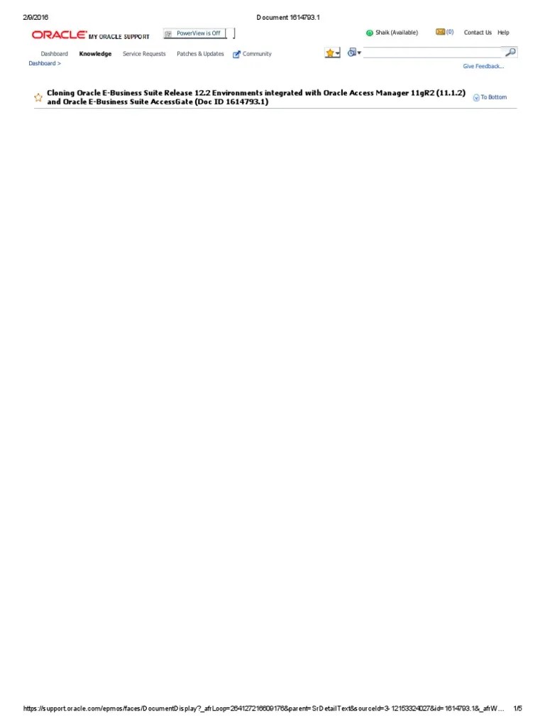 Document 1614793 (Cloning Oracle E-Business Suite Release 12.2 ...