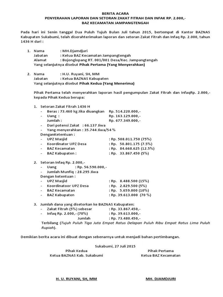 Contoh Laporan Zakat Fitrah Masjid - Nusagates