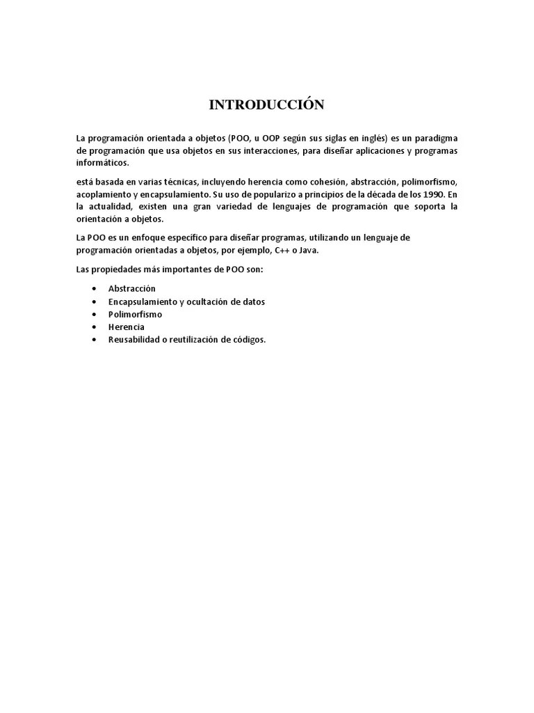 Programacion Orientada A Objetos | PDF | Objeto (informática) | Programación Orientada A Objetos